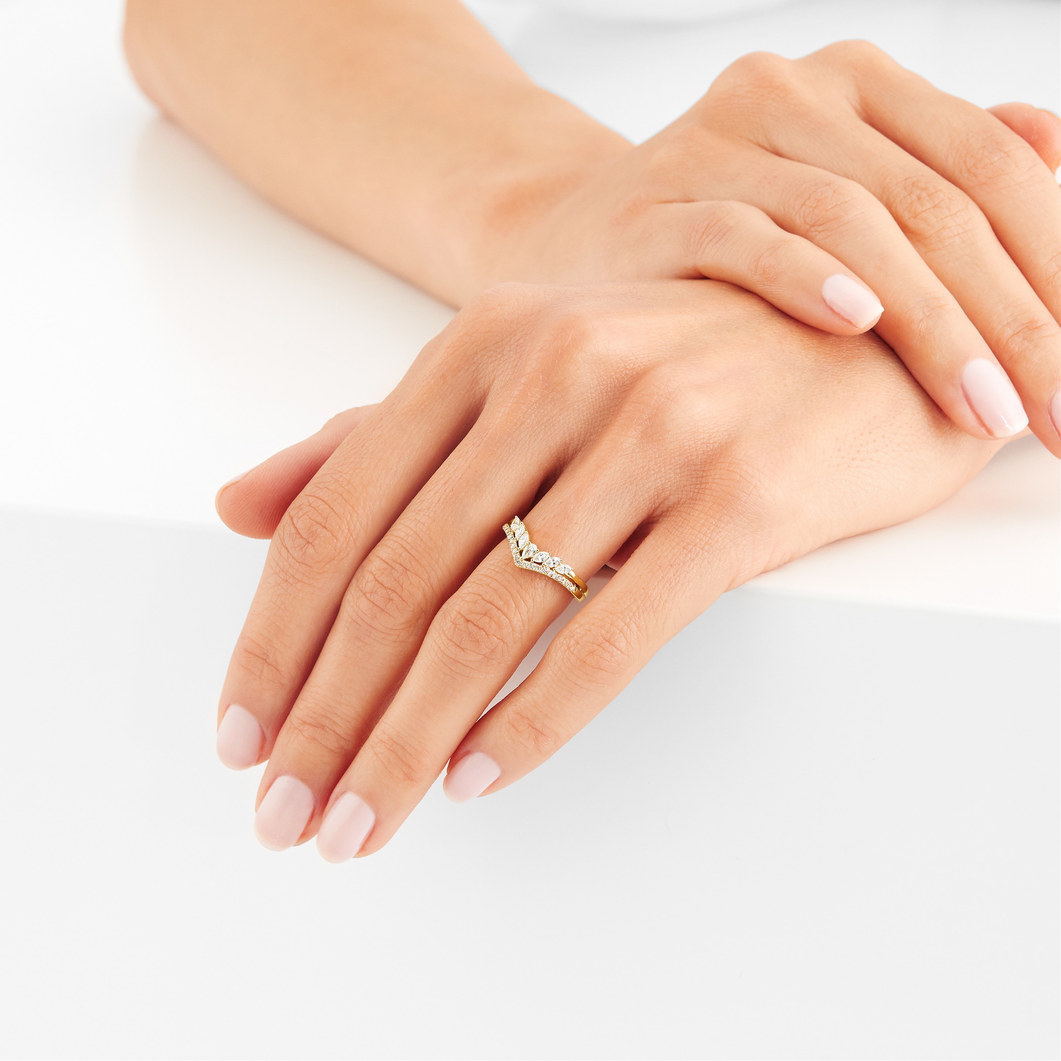 Goldsmiths 18ct Yellow Gold 0.40ct Diamond Pear & Marquise Double Row Wedding Band Goldsmiths 18ct Yellow Gold 0.40ct Diamond Pear & Marquise Double Row Wedding Band