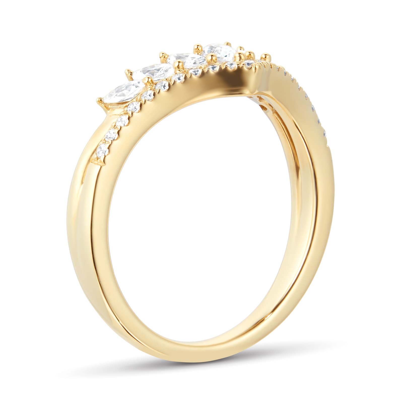 Goldsmiths 18ct Yellow Gold 0.40ct Diamond Pear & Marquise Double Row Wedding Band Goldsmiths 18ct Yellow Gold 0.40ct Diamond Pear & Marquise Double Row Wedding Band