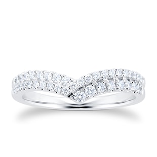 Goldsmiths 18ct White Gold 0.34cttw Diamond Double Row V Shaped Band