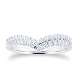 Goldsmiths 18ct White Gold 0.34cttw Diamond Double Row V Shaped Band