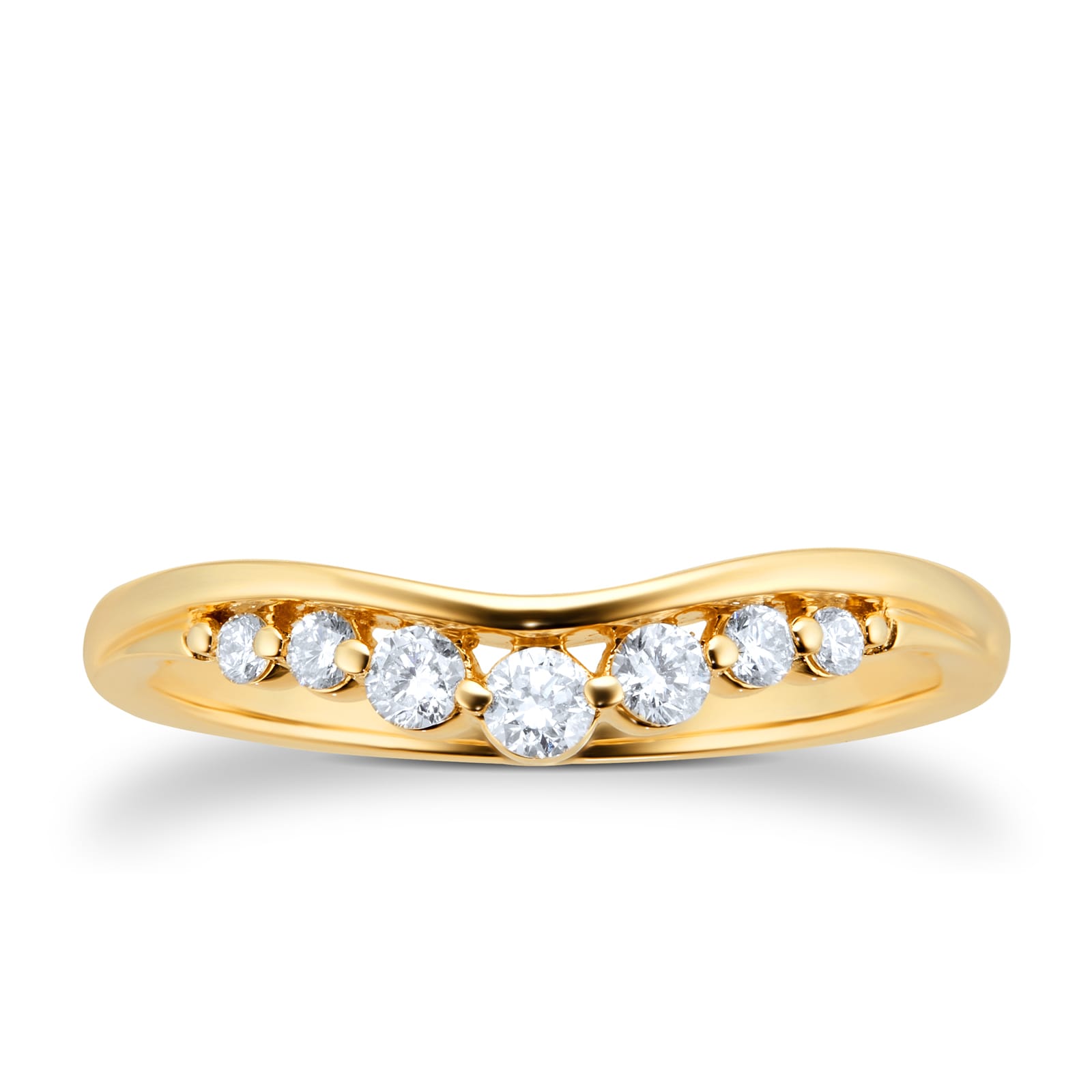 18ct Yellow Gold 0.20cttw Diamond Shaped Wedding Band - Ring Size N