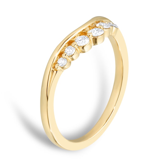 Goldsmiths 18ct Yellow Gold 0.20cttw Diamond Shaped Wedding Band