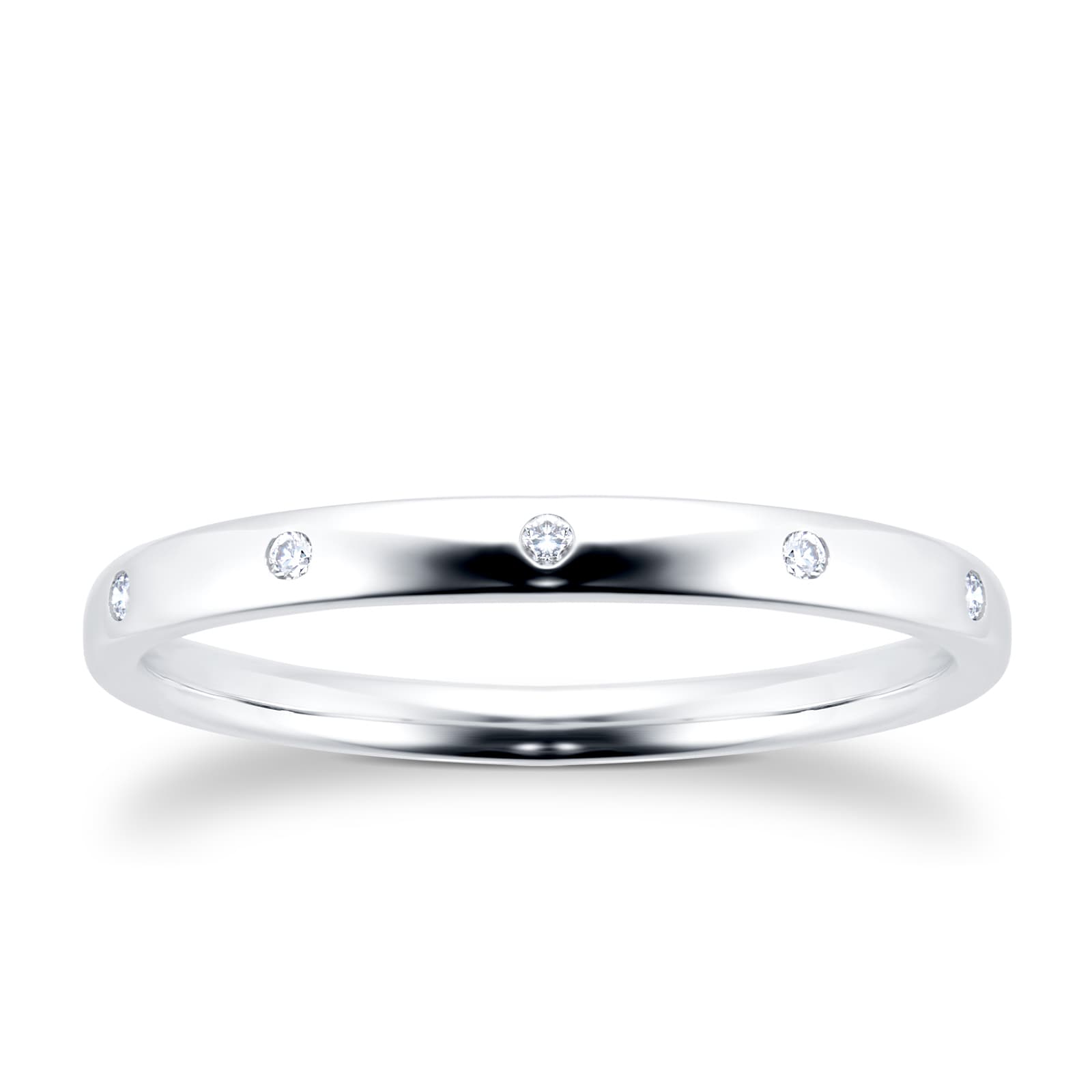 Goldsmiths 18ct White Gold 0.03ct Diamond 5 Stone Wedding Band Goldsmiths 18ct White Gold 0.03ct Diamond 5 Stone Wedding Band