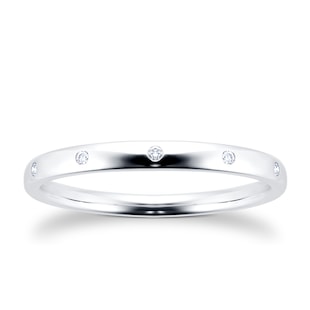 Goldsmiths 18ct White Gold 0.03ct Diamond 5 Stone Wedding Band