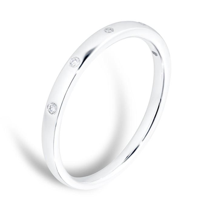 Goldsmiths 18ct White Gold 0.03ct Diamond 5 Stone Wedding Band