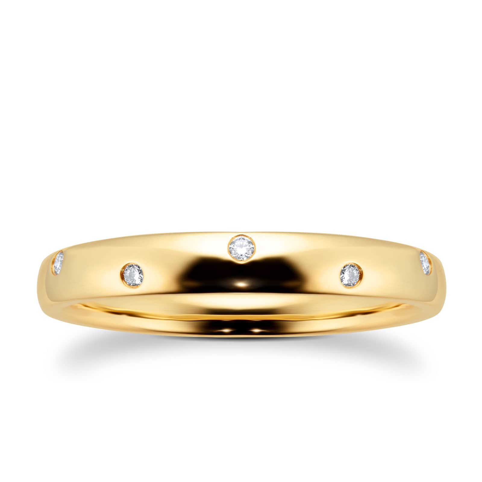 Goldsmiths 18ct Yellow Gold 0.04ct Diamond 5 Stone Wedding Band