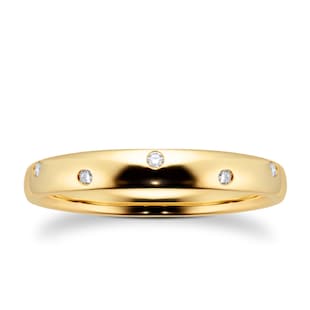 Goldsmiths 18ct Yellow Gold 0.04ct Diamond 5 Stone Wedding Band
