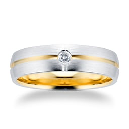 08210992 - 18ct White & Yellow Gold Gents 6mm 0.10cttw Diamond Band