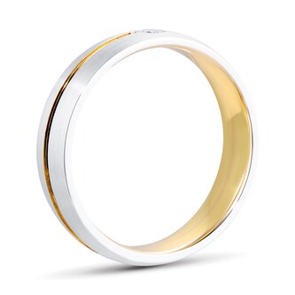 Goldsmiths 18ct White & Yellow Gold Gents 6mm 0.10cttw Diamond Band Goldsmiths 18ct White & Yellow Gold Gents 6mm 0.10cttw Diamond Band