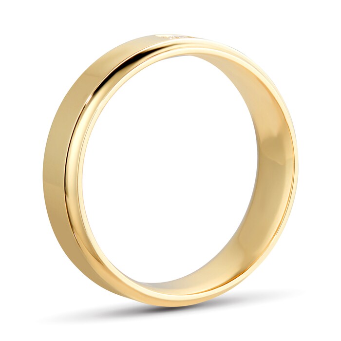 Goldsmiths 18ct Yellow Gold Gents 6mm 0.05ct Diamond Band