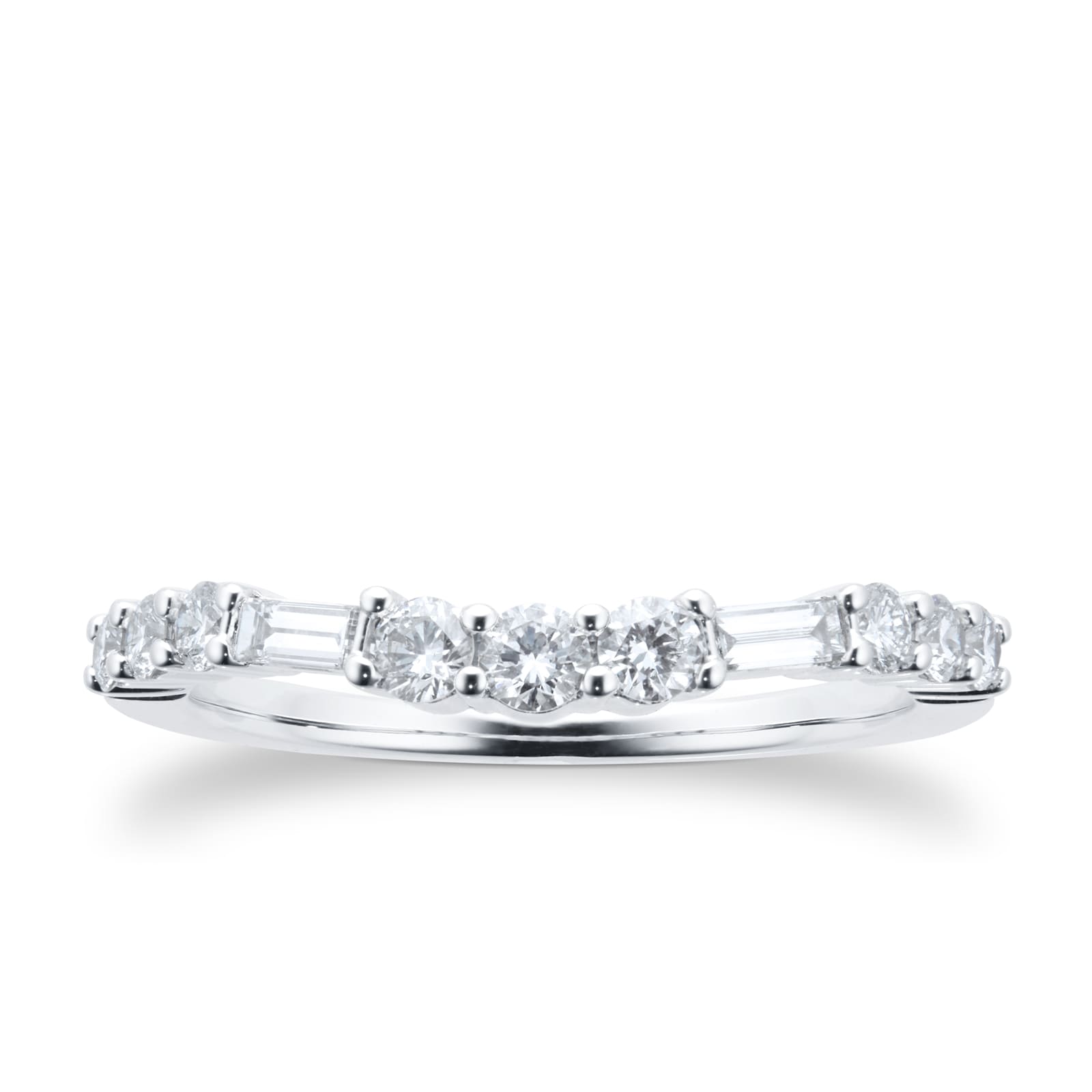 Goldsmiths 18ct White Gold Round & Baguette Cut 0.50ct Diamond Shaped Band Goldsmiths 18ct White Gold Round & Baguette Cut 0.50ct Diamond Shaped Band