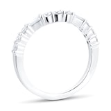 Goldsmiths 18ct White Gold Round & Baguette Cut 0.50ct Diamond Shaped Band
