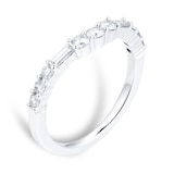 Goldsmiths 18ct White Gold Round & Baguette Cut 0.50ct Diamond Shaped Band