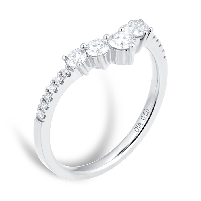 Goldsmiths 18ct White Gold 0.50ct Diamond Curved Wedding Ring