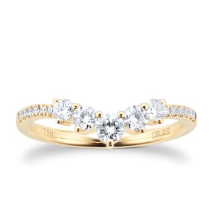 Goldsmiths 18ct Yellow Gold 0.50ct Diamond Curved Wedding Ring