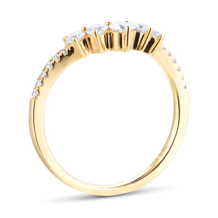 Goldsmiths 18ct Yellow Gold 0.50ct Diamond Curved Wedding Ring