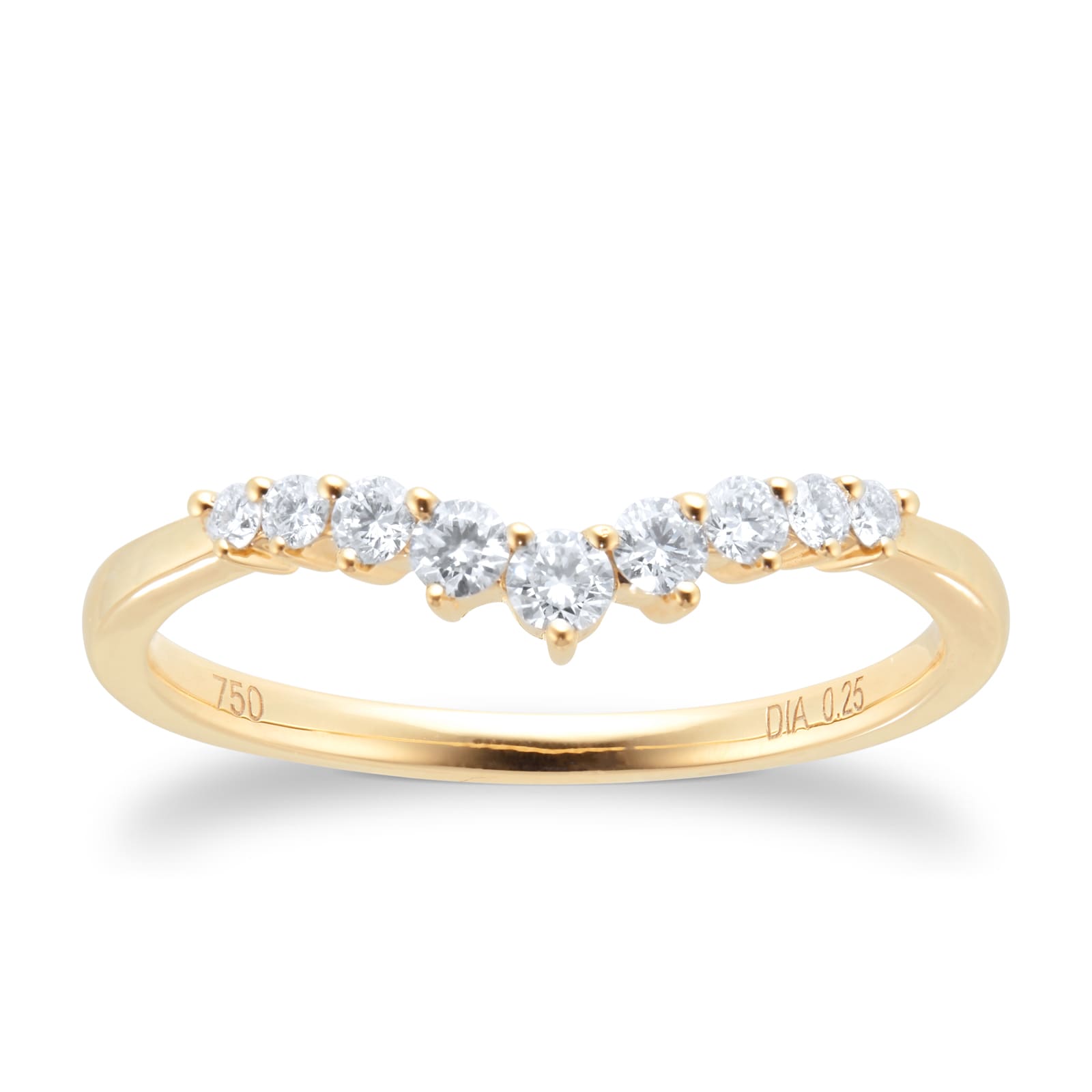 18ct Yellow Gold 0.25cttw Diamond Shape Wedding Ring - Ring Size N