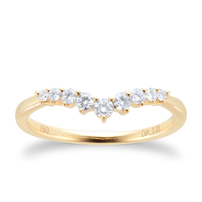 Goldsmiths 18ct Yellow Gold 0.25cttw Diamond Shape Wedding Ring