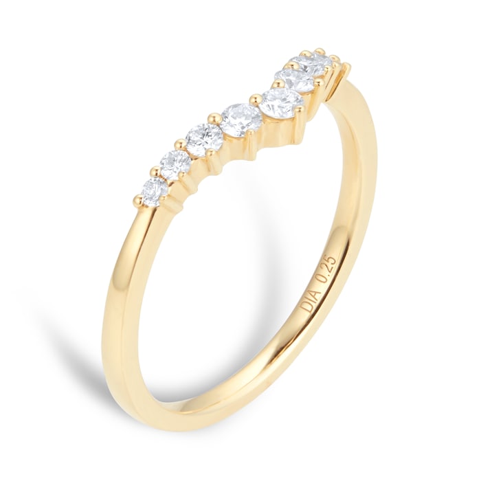 Goldsmiths 18ct Yellow Gold 0.25cttw Diamond Shape Wedding Ring