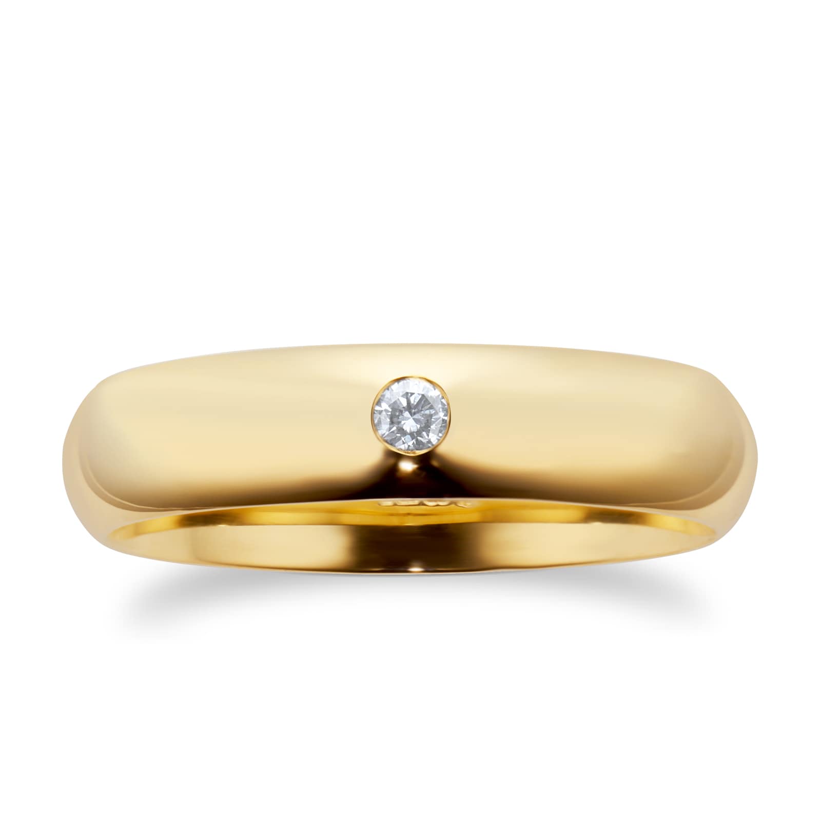 Goldsmiths 18ct Yellow Gold 0.05ct Diamond 5mm Paris Court Wedding Ring - Ring Size P Goldsmiths 18ct Yellow Gold 0.05ct Diamond 5mm Paris Court Wedding Ring - Ring Size P