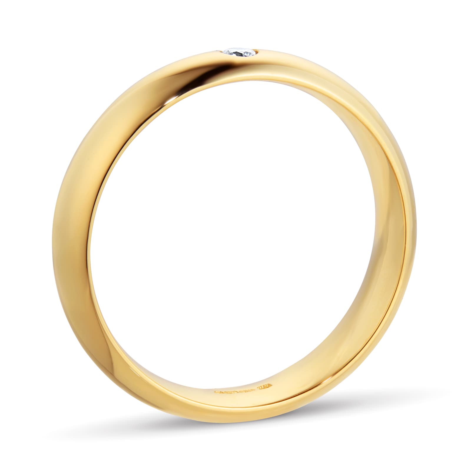 Goldsmiths 18ct Yellow Gold 0.05ct Diamond 5mm Paris Court Wedding Ring - Ring Size P Goldsmiths 18ct Yellow Gold 0.05ct Diamond 5mm Paris Court Wedding Ring - Ring Size P