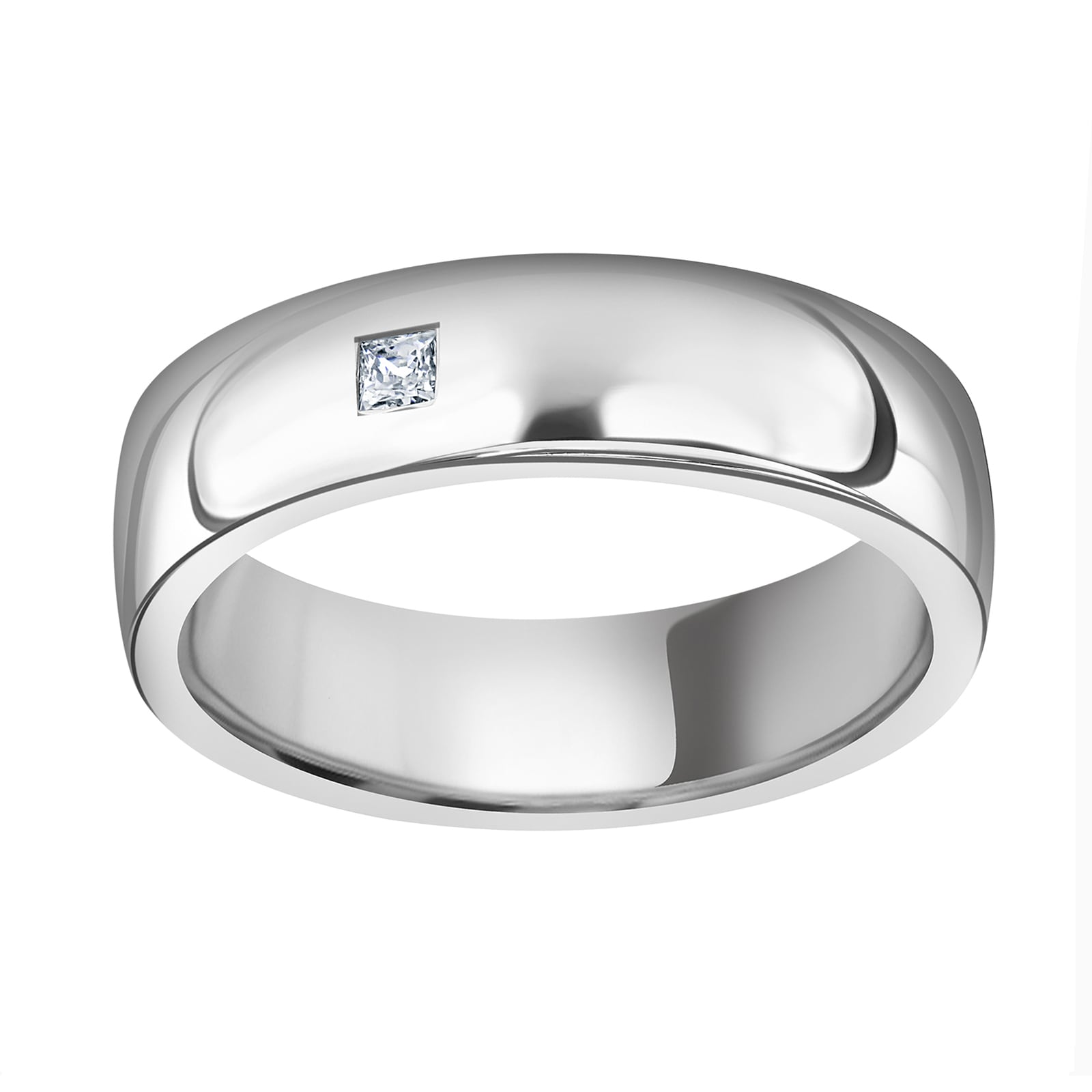Mappin & Webb 18ct White Gold 0.08cttw Princess Cut Rub Over Wedding Ring Mappin & Webb 18ct White Gold 0.08cttw Princess Cut Rub Over Wedding Ring