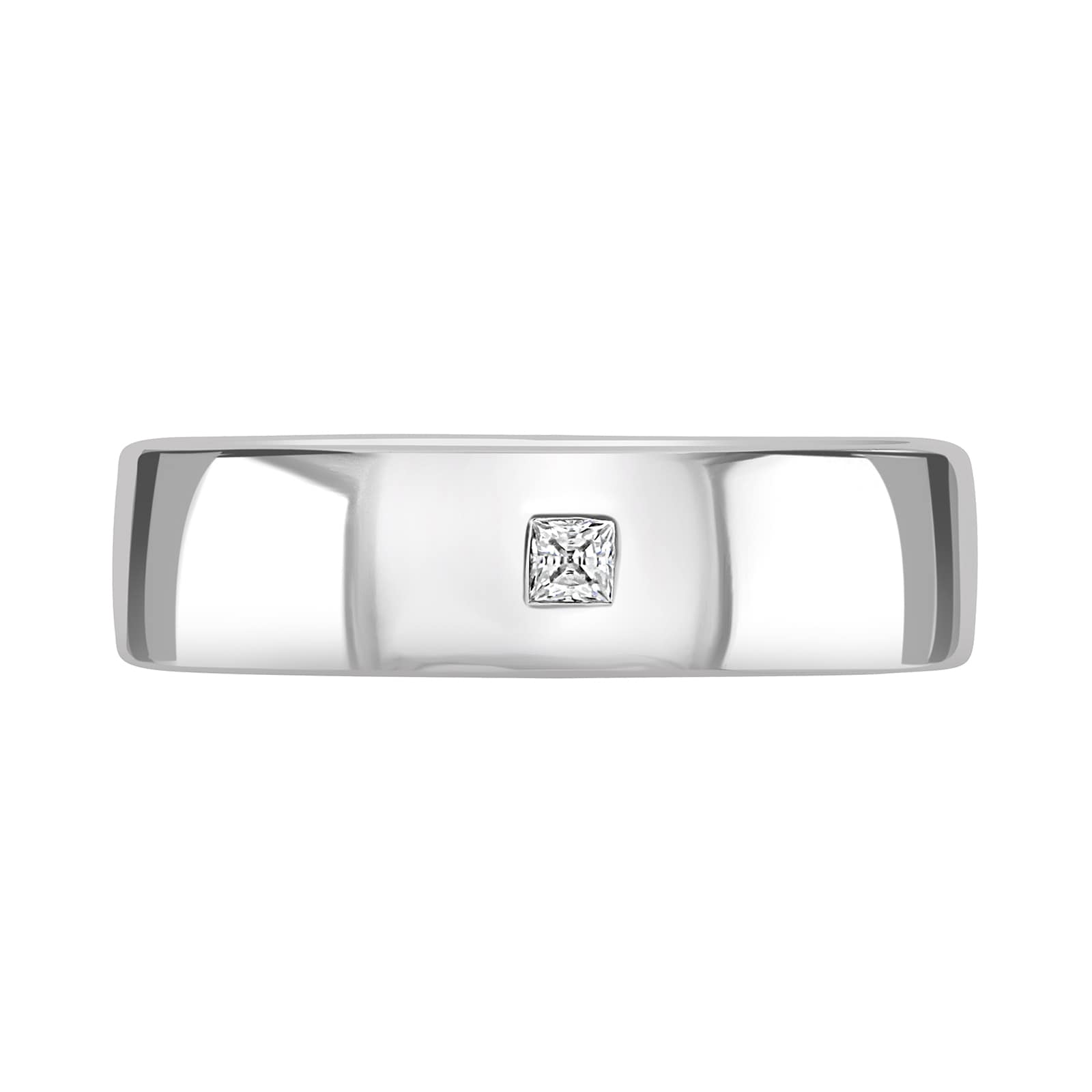 Mappin & Webb 18ct White Gold 0.08cttw Princess Cut Rub Over Wedding Ring Mappin & Webb 18ct White Gold 0.08cttw Princess Cut Rub Over Wedding Ring