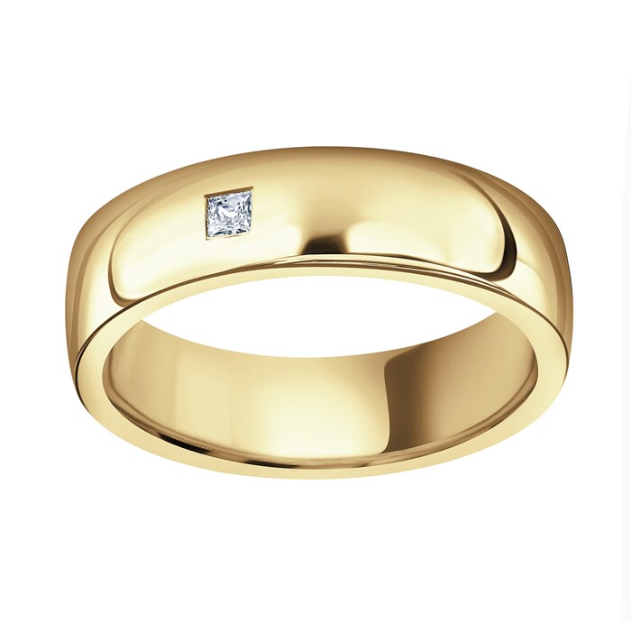 Mappin & Webb 18ct Yellow Gold 0.08cttw Princess Cut Rub Over Wedding Ring