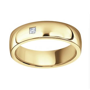 Mappin & Webb 18ct Yellow Gold 0.08cttw Princess Cut Rub Over Wedding Ring