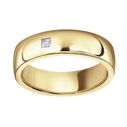 08211226 - 18ct Yellow Gold 0.08cttw Princess Cut Rub Over Wedding Ring