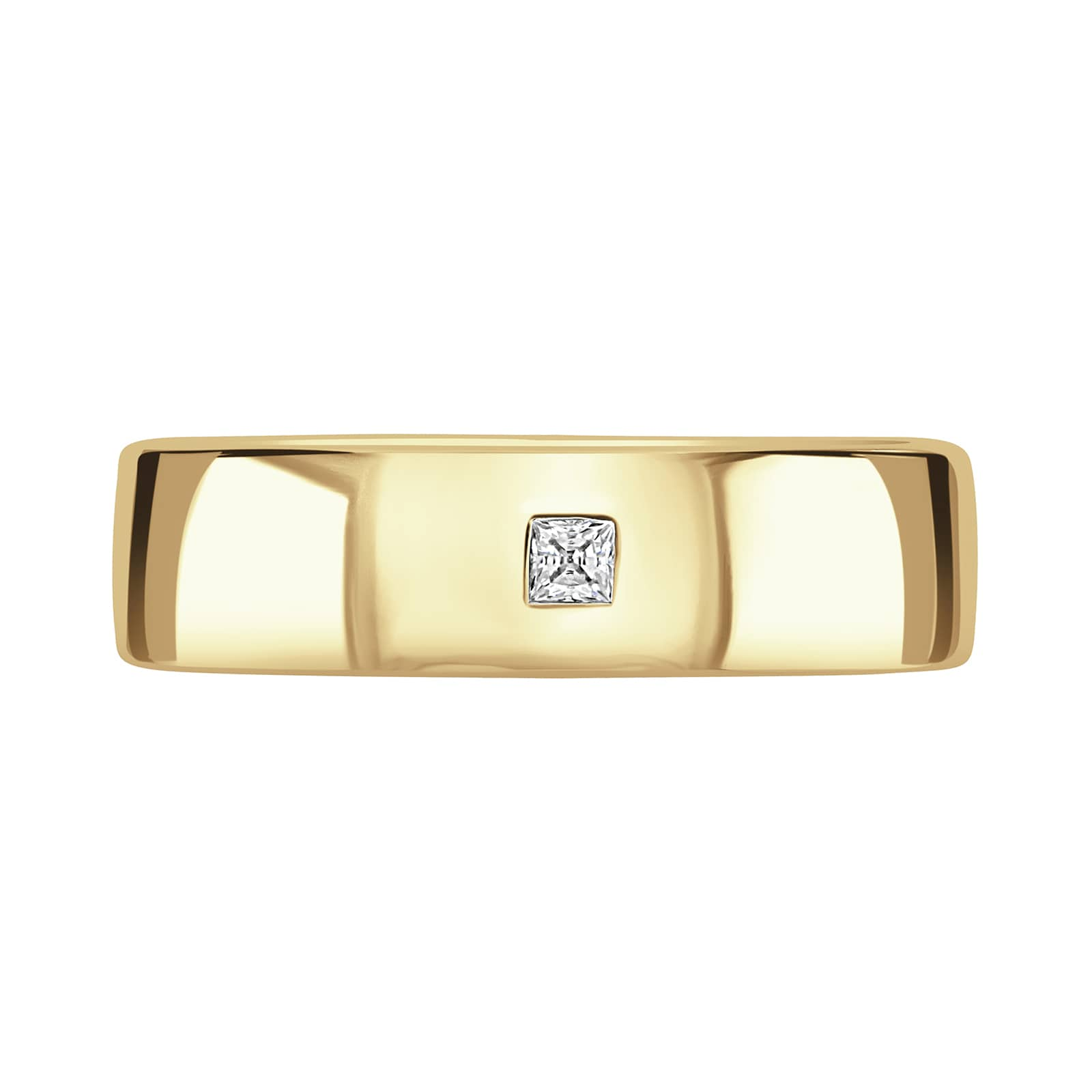 Mappin & Webb 18ct Yellow Gold 0.08cttw Princess Cut Rub Over Wedding Ring