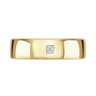 Mappin & Webb 18ct Yellow Gold 0.08cttw Princess Cut Rub Over Wedding Ring