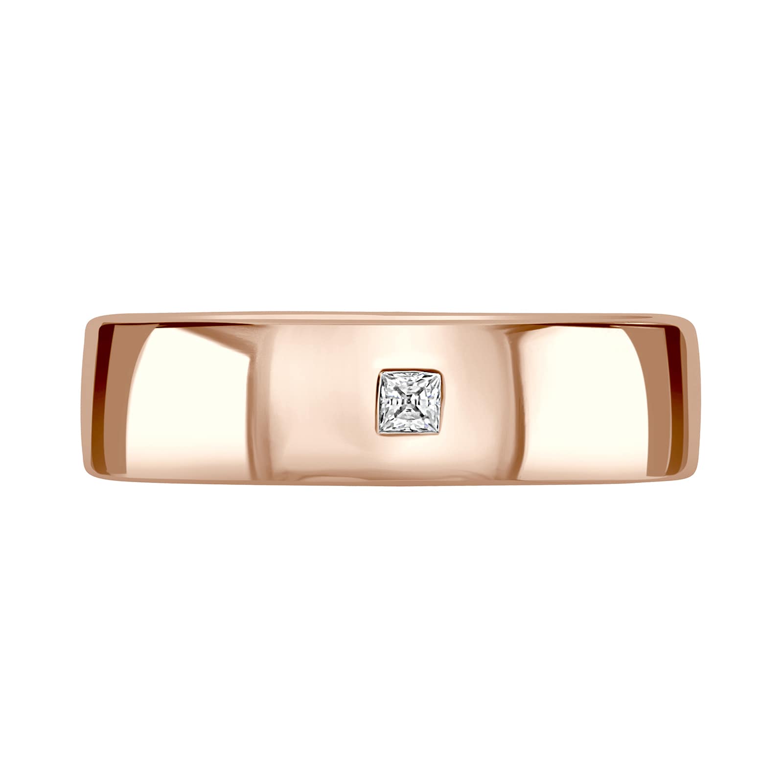 Mappin & Webb 18ct Rose Gold 0.08cttw Princess Cut Rub Over Wedding Ring