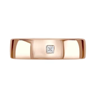 Mappin & Webb 18ct Rose Gold 0.08cttw Princess Cut Rub Over Wedding Ring