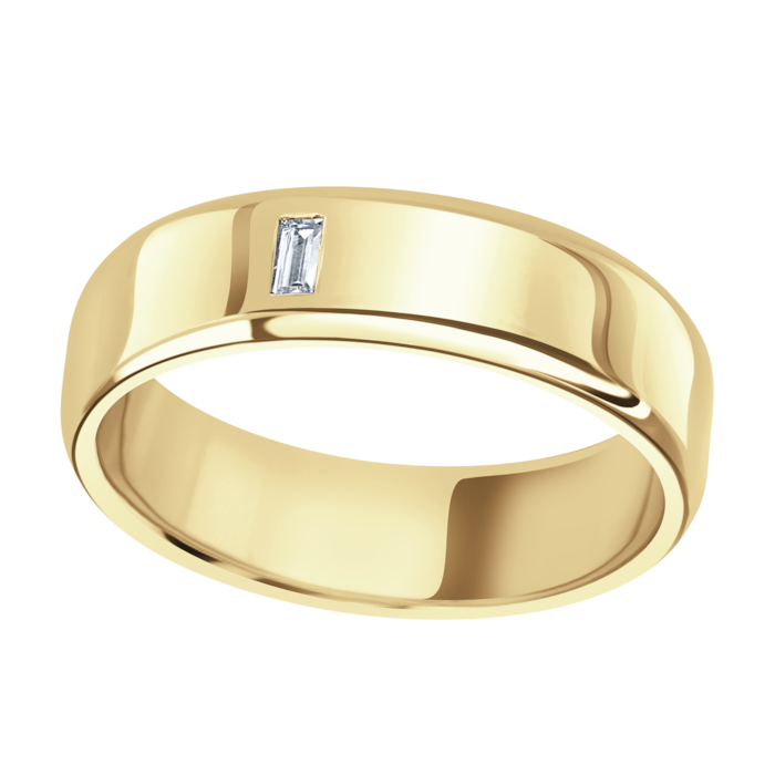Mappin & Webb 18ct Yellow Gold 0.06cttw Emerald Cut Wedding Ring