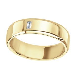 Mappin & Webb 18ct Yellow Gold 0.06cttw Emerald Cut Wedding Ring