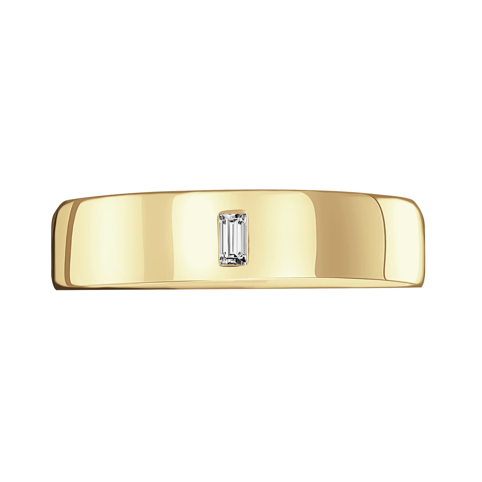 Mappin & Webb 18ct Yellow Gold 0.06cttw Emerald Cut Wedding Ring - Ring Size Q