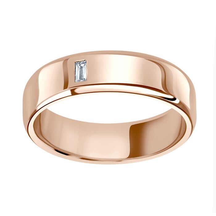 Mappin & Webb 18ct Rose Gold 0.06cttw Emerald Cut Wedding Ring