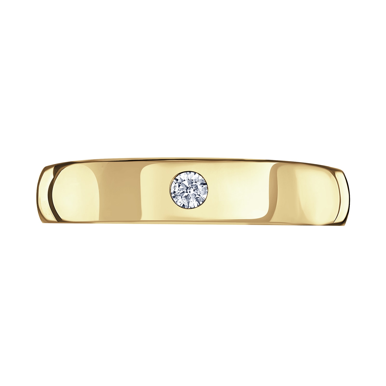 Mappin & Webb 18ct Yellow Gold 0.08cttw Round Brilliant Cut Rub Over Diamond Set Wedding Ring