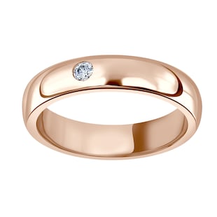 Mappin & Webb 18ct Rose Gold 0.08cttw Round Brilliant Cut Rub Over Diamond Set Wedding Ring