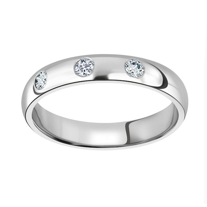 Mappin & Webb 18ct White Gold 0.24cttw Round Brilliant Cut Three Stone Diamond Wedding Ring