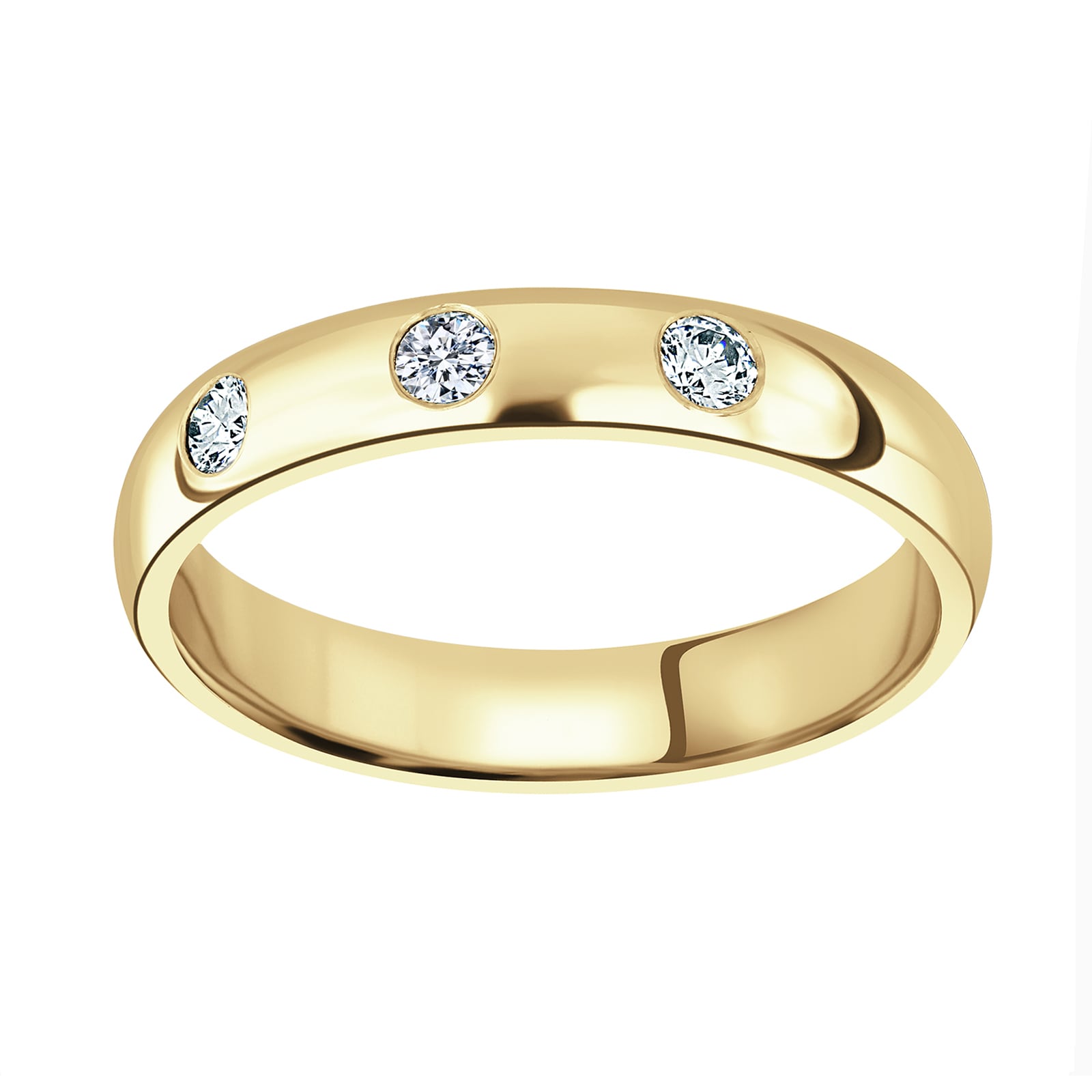 18ct Yellow Gold 0.24cttw Round Brilliant Cut Three Stone Diamond Wedding Ring - Ring Size K