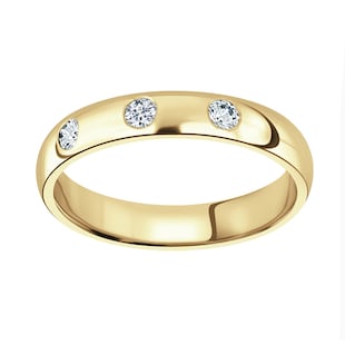 Mappin & Webb 18ct Yellow Gold 0.24cttw Round Brilliant Cut Three Stone Diamond Wedding Ring
