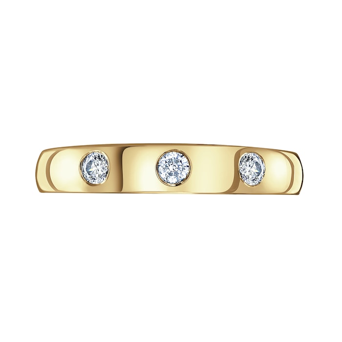 Mappin & Webb 18ct Yellow Gold 0.24cttw Round Brilliant Cut Three Stone Diamond Wedding Ring