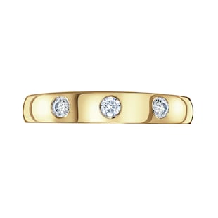 Mappin & Webb 18ct Yellow Gold 0.24cttw Round Brilliant Cut Three Stone Diamond Wedding Ring