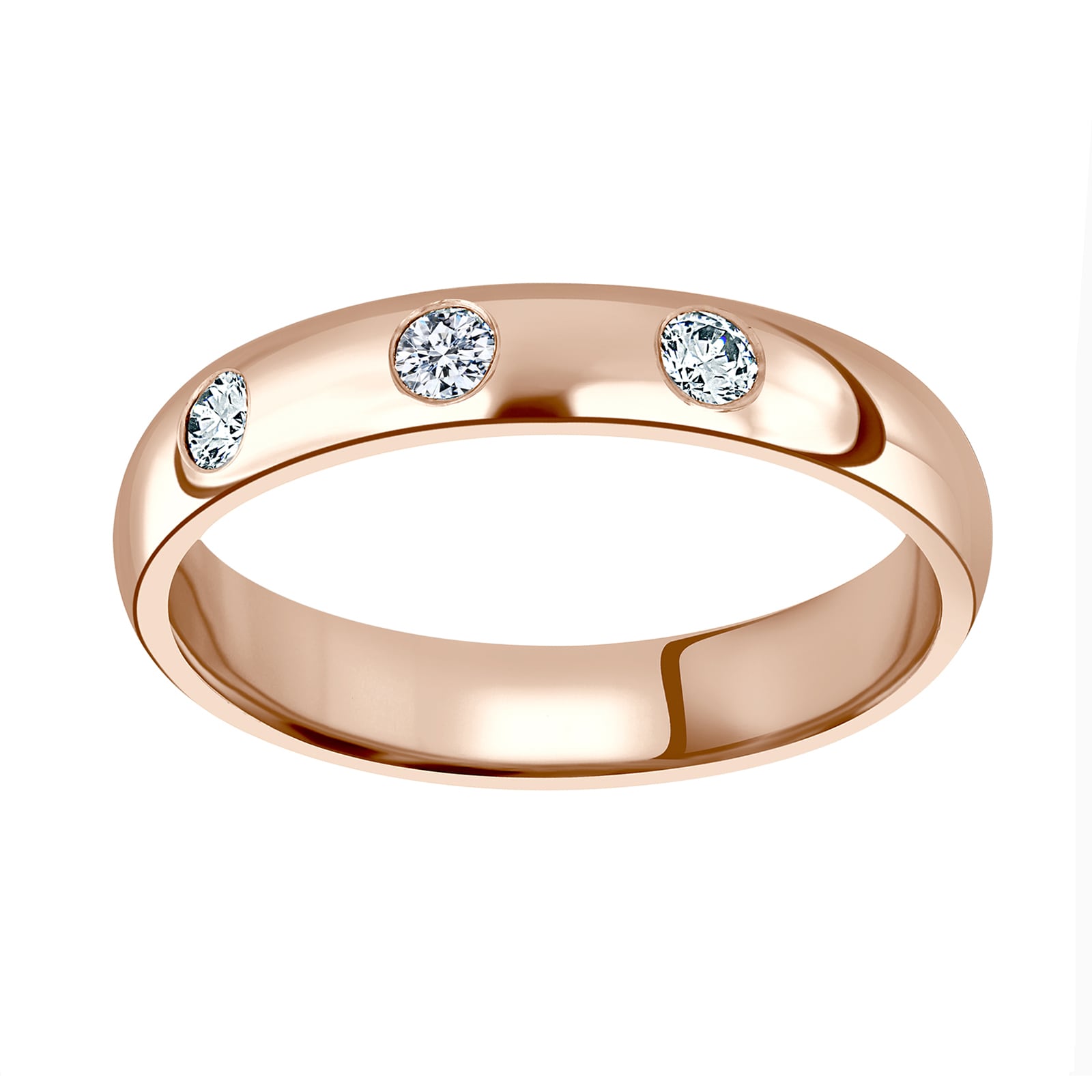 18ct Rose Gold 0.24cttw Round Brilliant Cut Three Stone Diamond Wedding Ring - Ring Size N