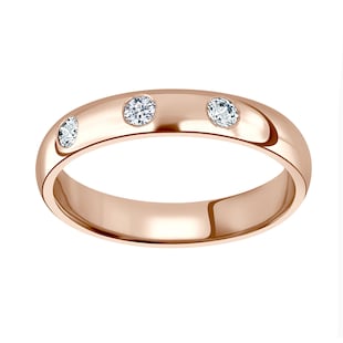 Mappin & Webb 18ct Rose Gold 0.24cttw Round Brilliant Cut Three Stone Diamond Wedding Ring