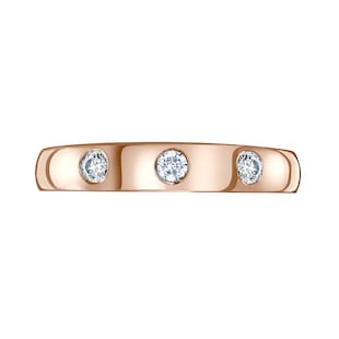 Mappin & Webb 18ct Rose Gold 0.24cttw Round Brilliant Cut Three Stone Diamond Wedding Ring