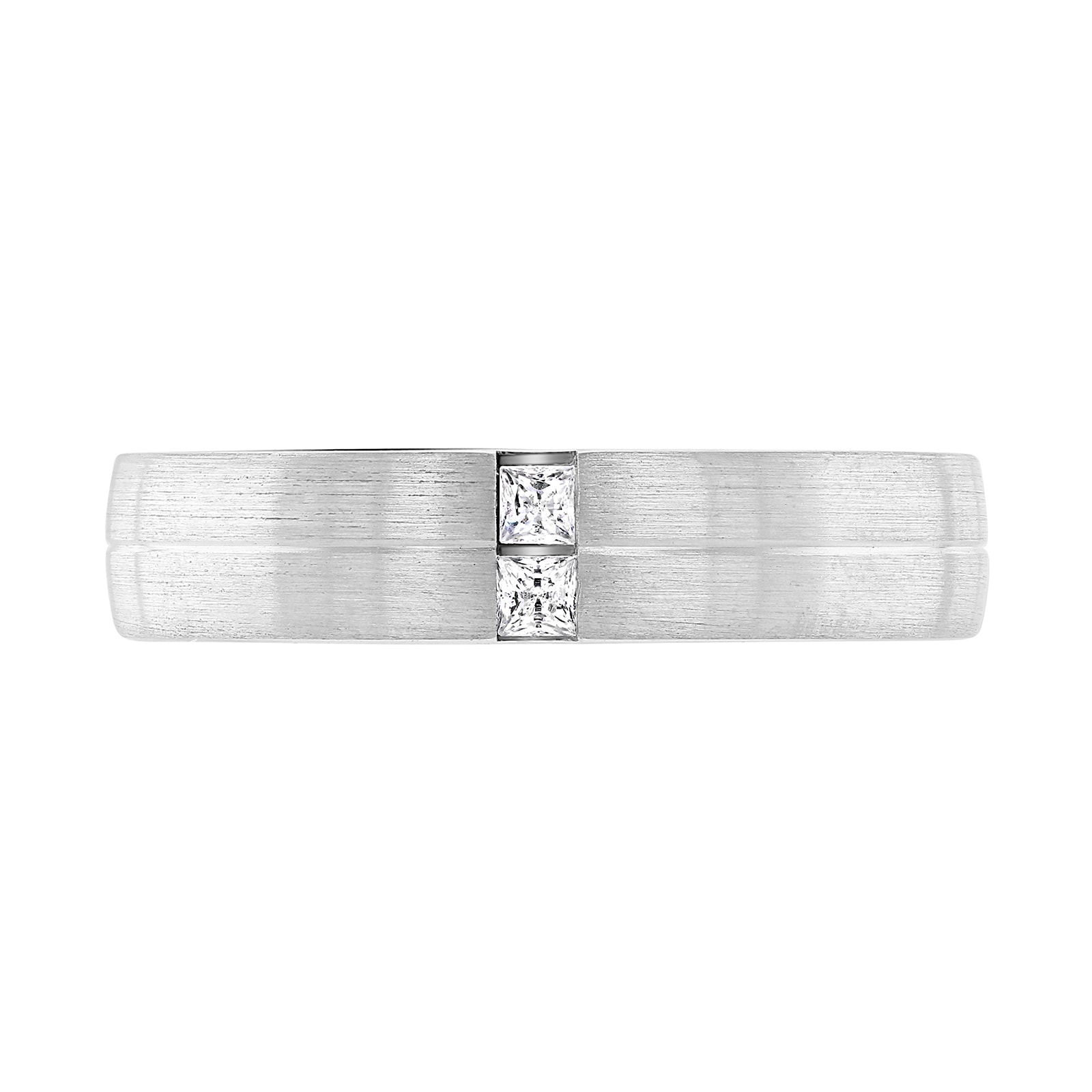 Mappin & Webb 18ct White Gold 0.10cttw Princess Cut Diamond Brushed Wedding Ring