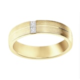 Mappin & Webb 18ct Yellow Gold 0.10cttw Princess Cut Diamond Brushed Wedding Ring